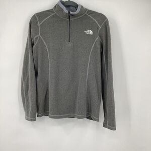 Ladies The North Face 1/4‎ zip Fleece Pullover Gray medium
